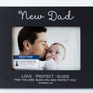Blessed, New Dad Photo Frame Black Gray